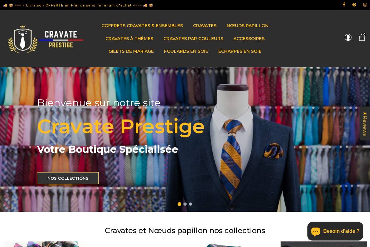 Cravate Prestige homepage screenshot