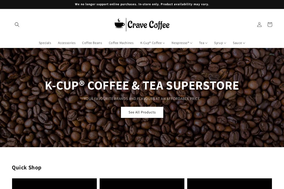 cravecoffee.ca homepage screenshot