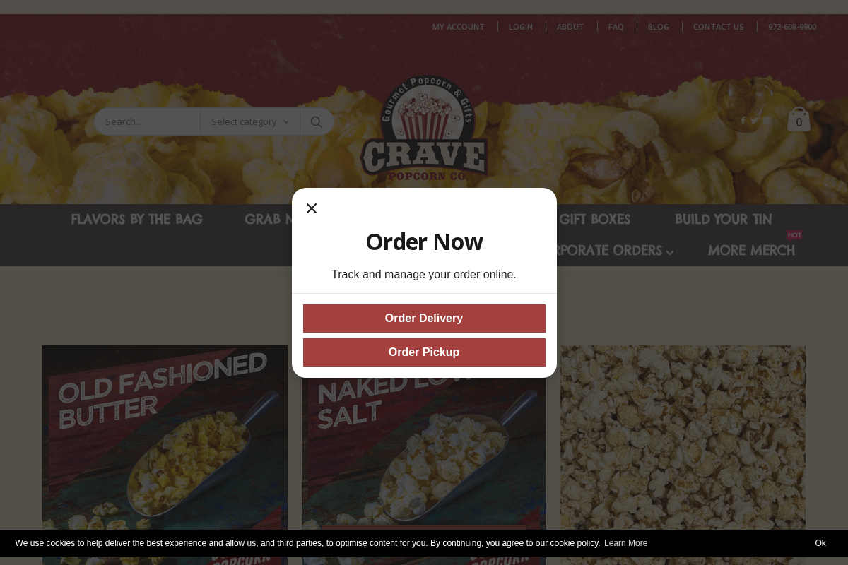 cravepopcornco.com homepage screenshot