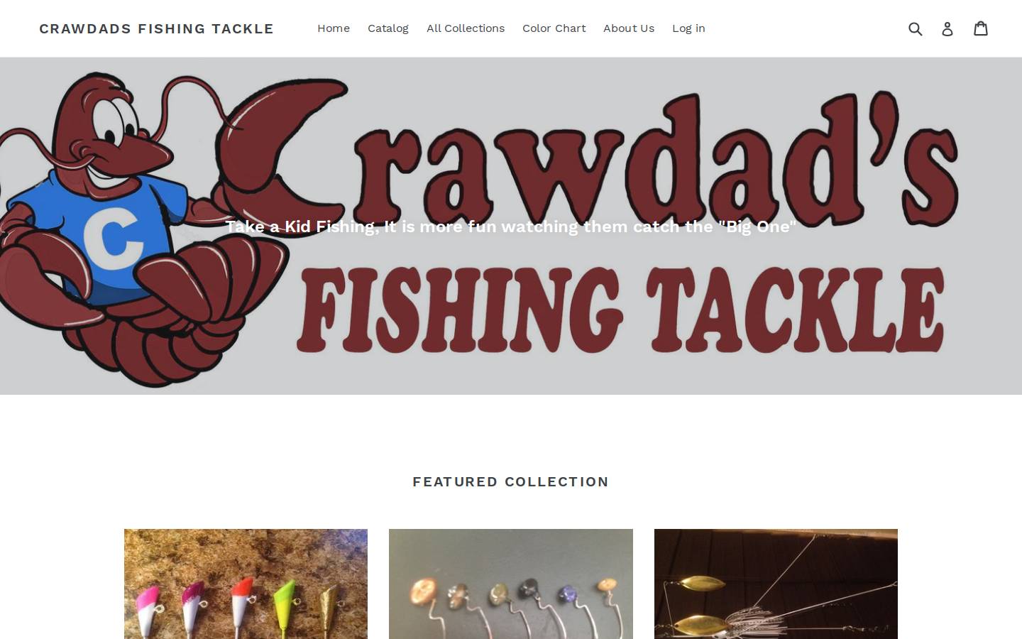 crawdadsfishingtackle.com homepage screenshot