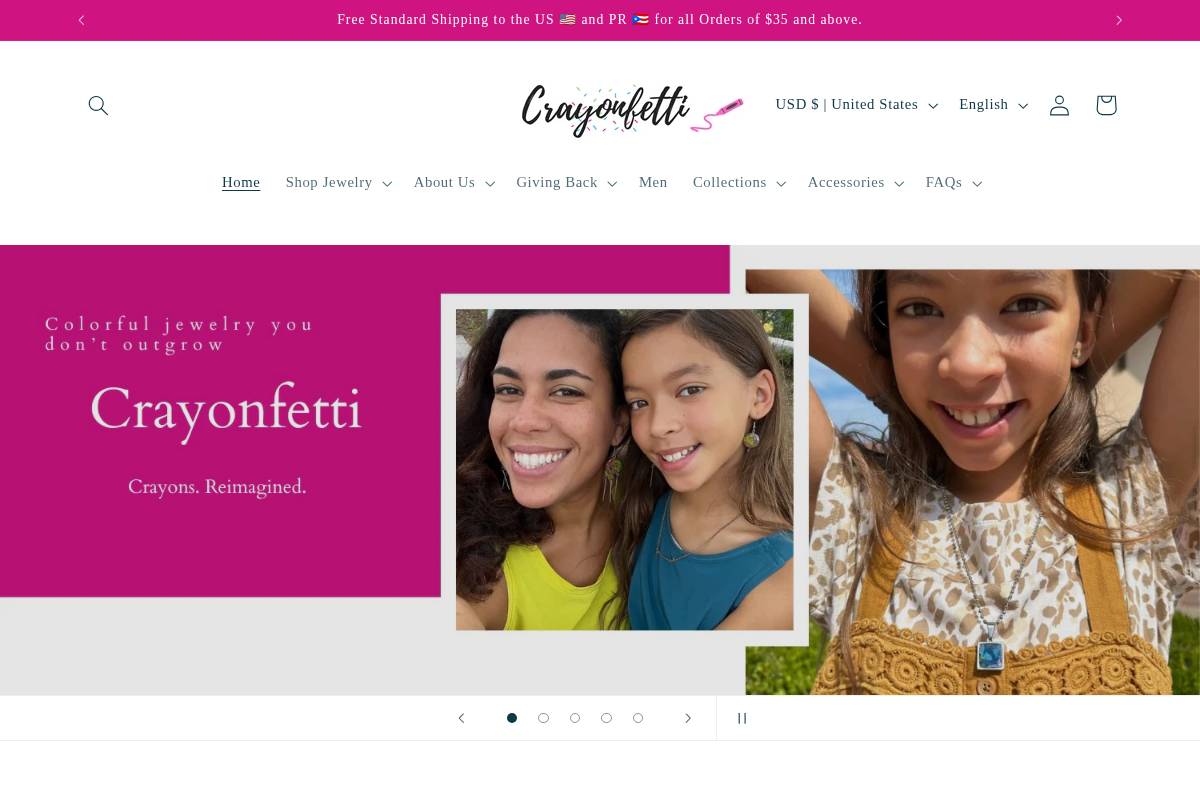 crayonfetti.com homepage screenshot