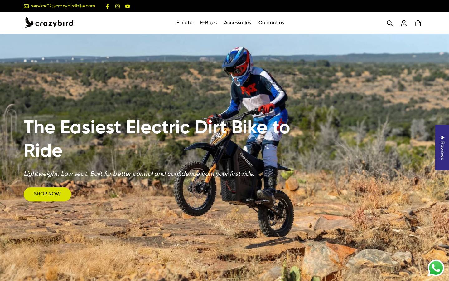 crazybirdbike.com homepage screenshot