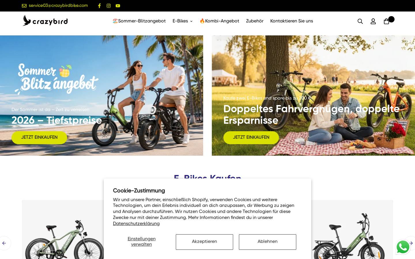 Crazybirdbike homepage screenshot