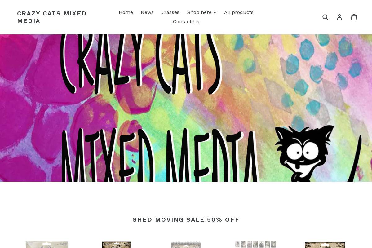 crazycatsmixedmedia.com.au homepage screenshot