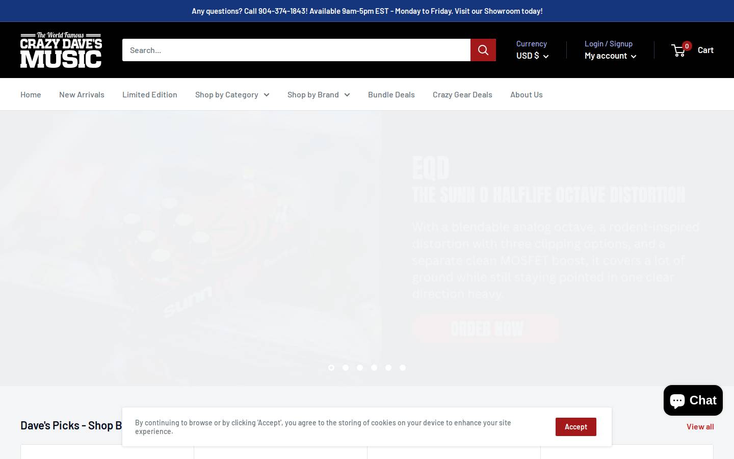 crazydavesmusic.com homepage screenshot