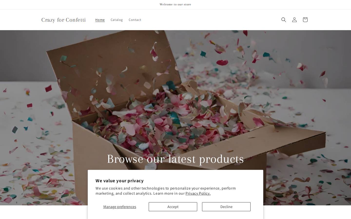crazyforconfetti.com homepage screenshot