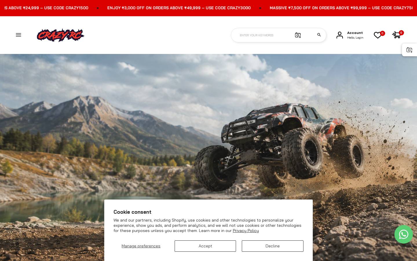 Crazyrc homepage screenshot