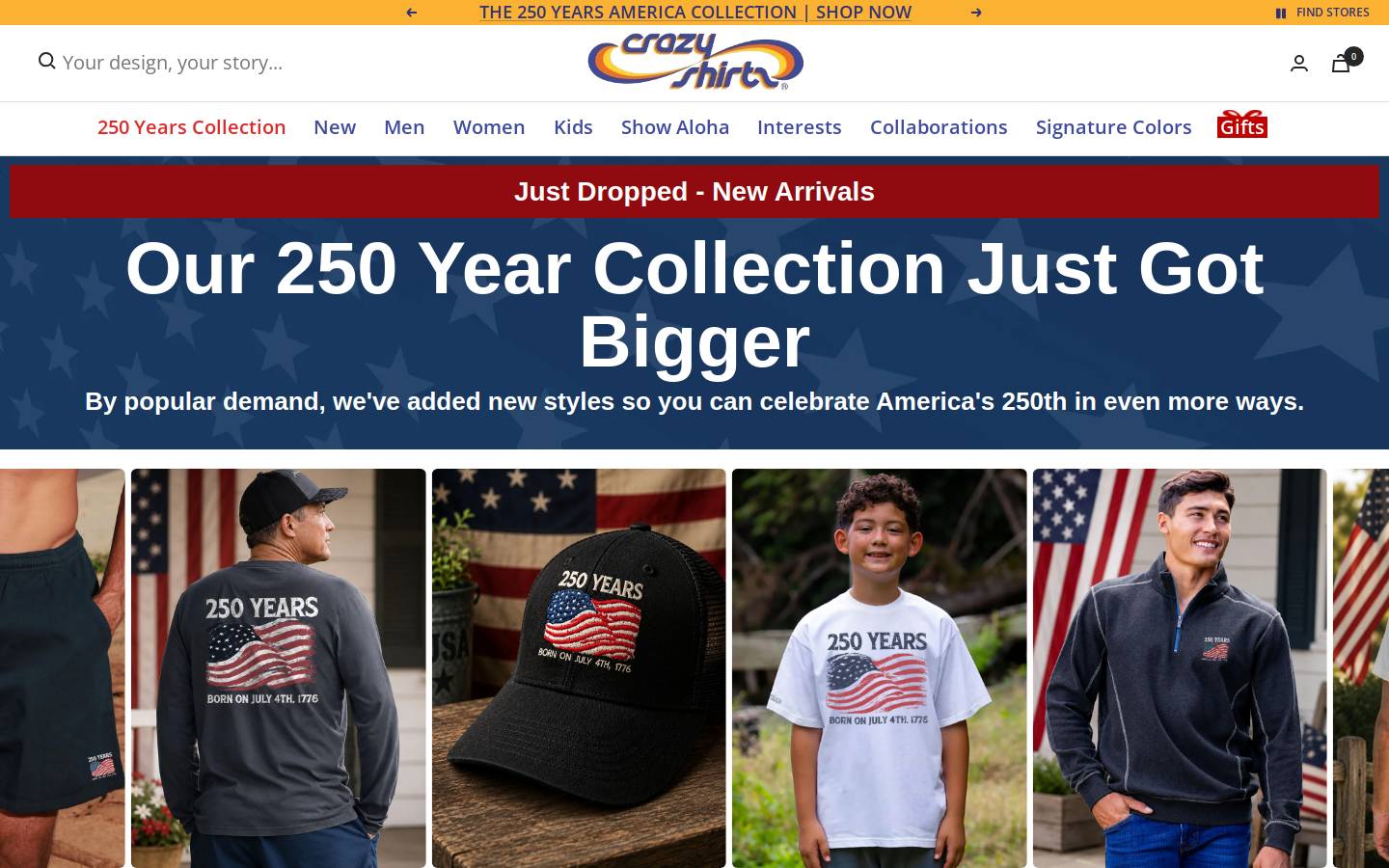 Crazy Shirts homepage screenshot