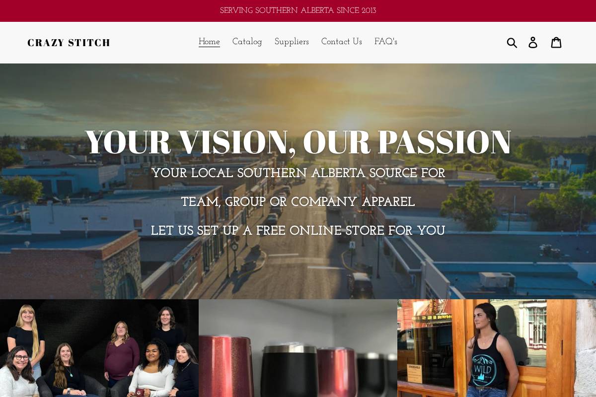 crazystitchapparel.com homepage screenshot