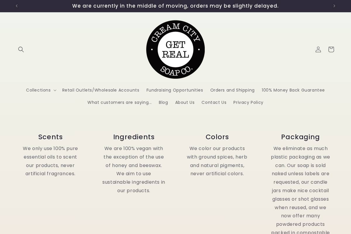 creamcitysoapcompany.com homepage screenshot