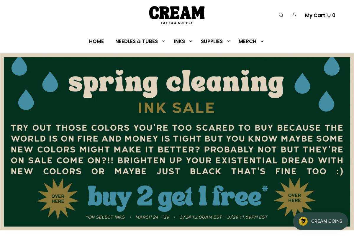 creamtattoosupply.com homepage screenshot