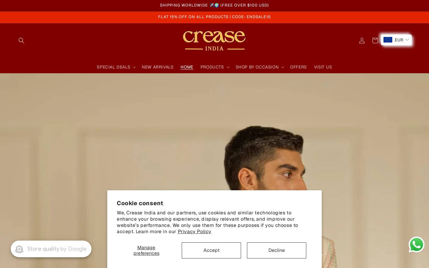 creaseindia.com homepage screenshot