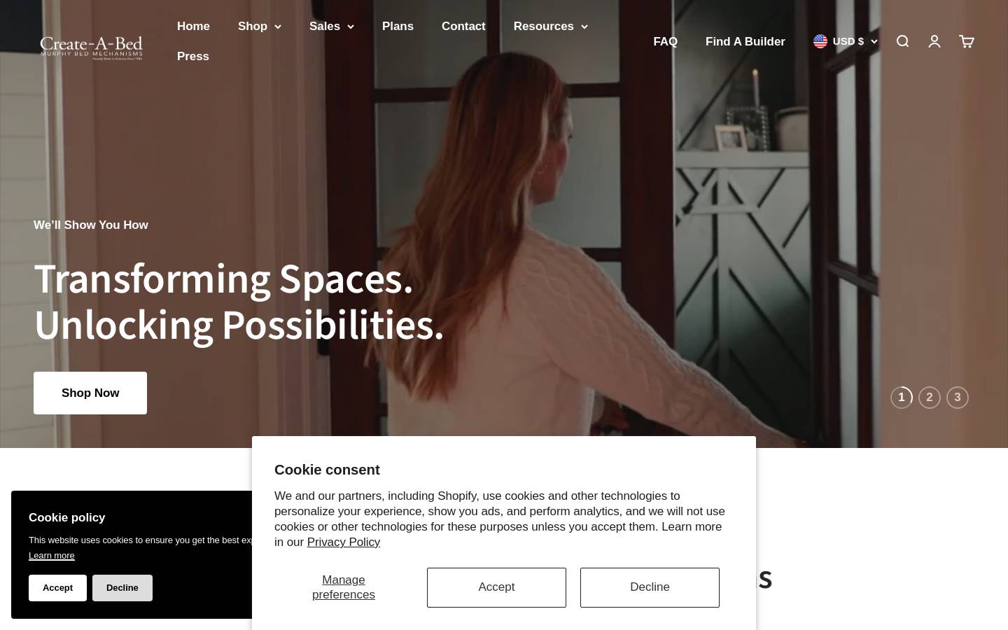 createabed.com homepage screenshot