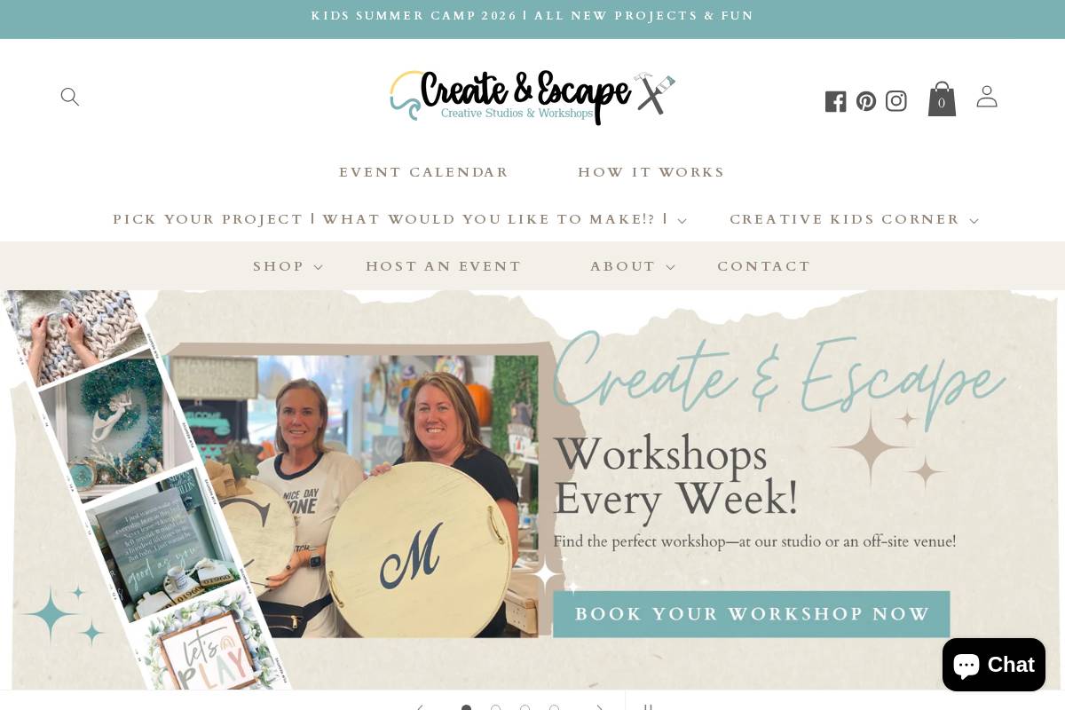 createandescapediy.com homepage screenshot