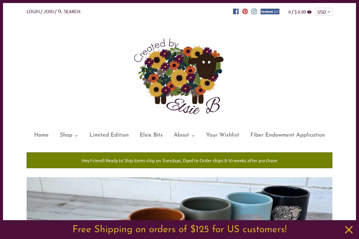createdbyelsieb.com homepage screenshot