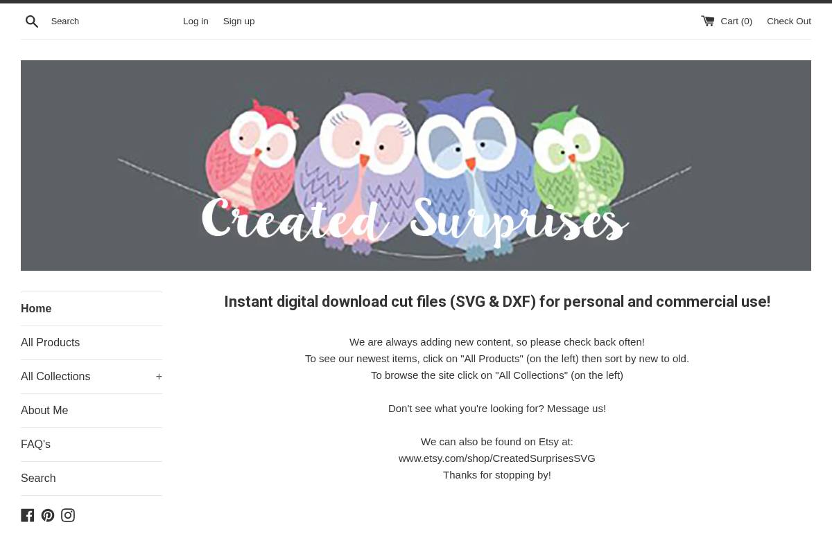 CreatedSurprises homepage screenshot