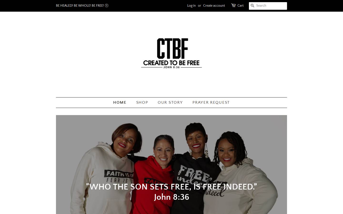 createdtobefreeapparel.com homepage screenshot