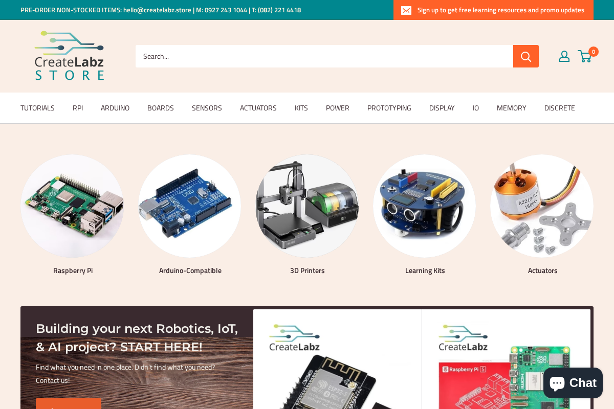 CreateLabz Store homepage screenshot