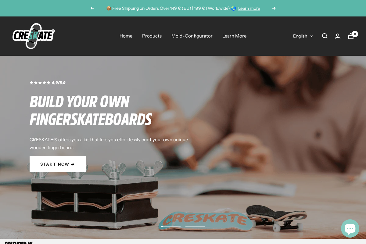CreateYourSkate homepage screenshot