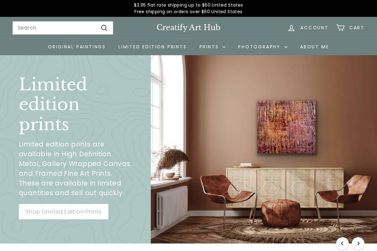creatifyarthub.com homepage screenshot