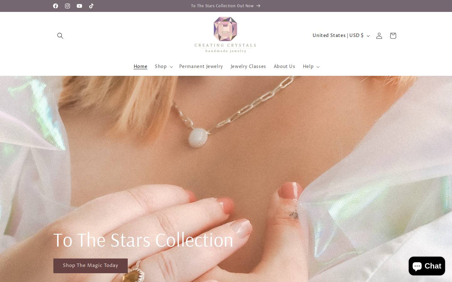 creatingcrystals.com homepage screenshot