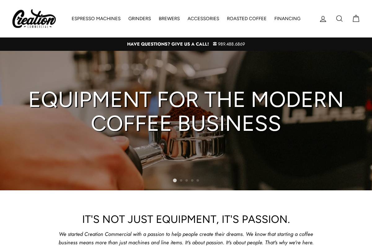 Creation Commercial homepage screenshot