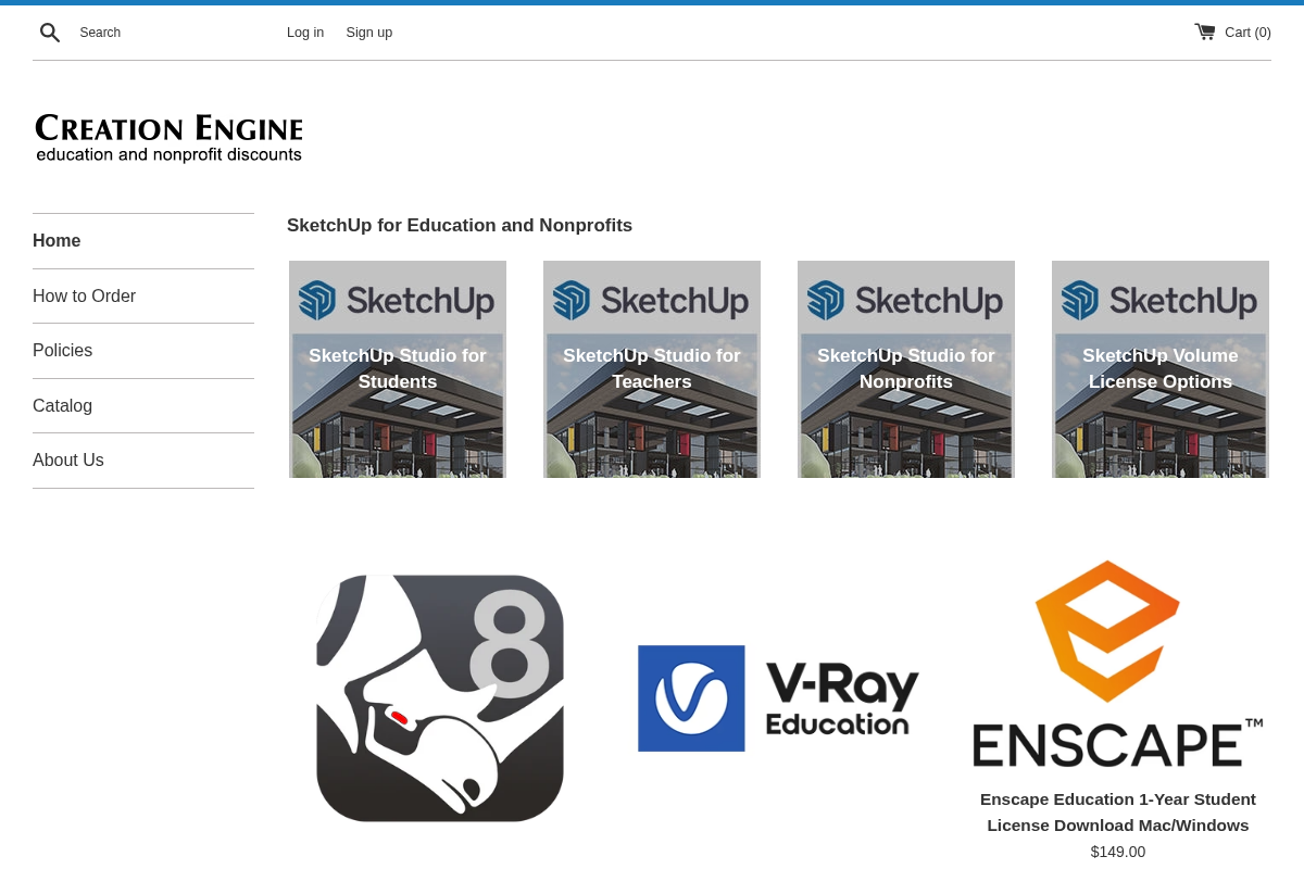 Creation Engine homepage screenshot