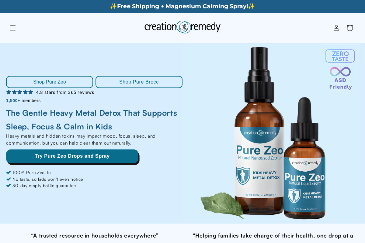 Creation Remedy homepage screenshot