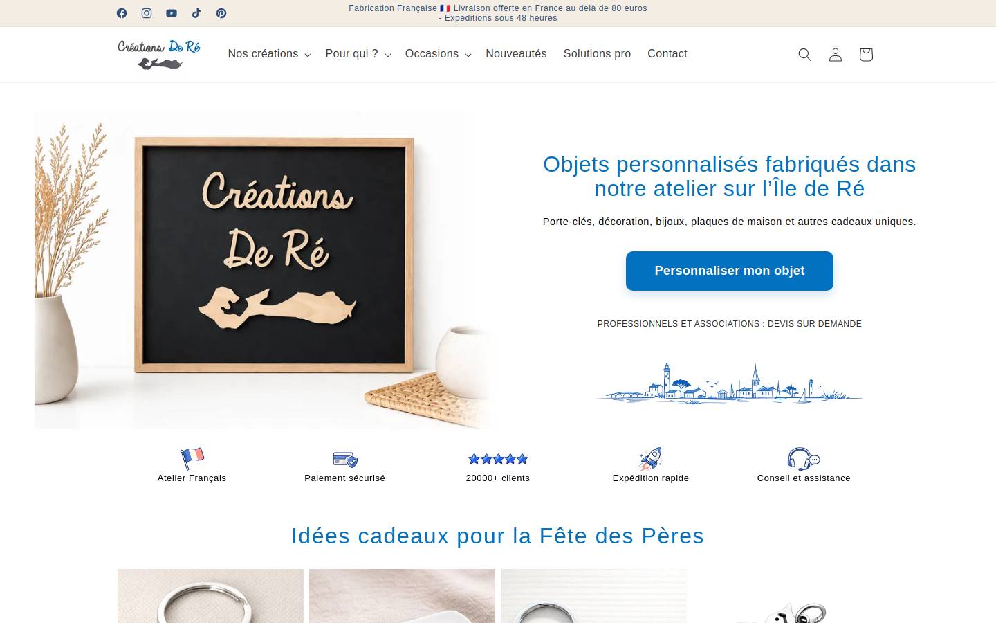 Créations de Ré homepage screenshot