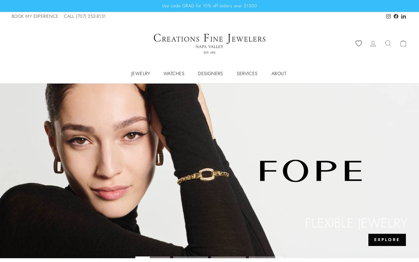 creationsfinejewelers.com homepage screenshot