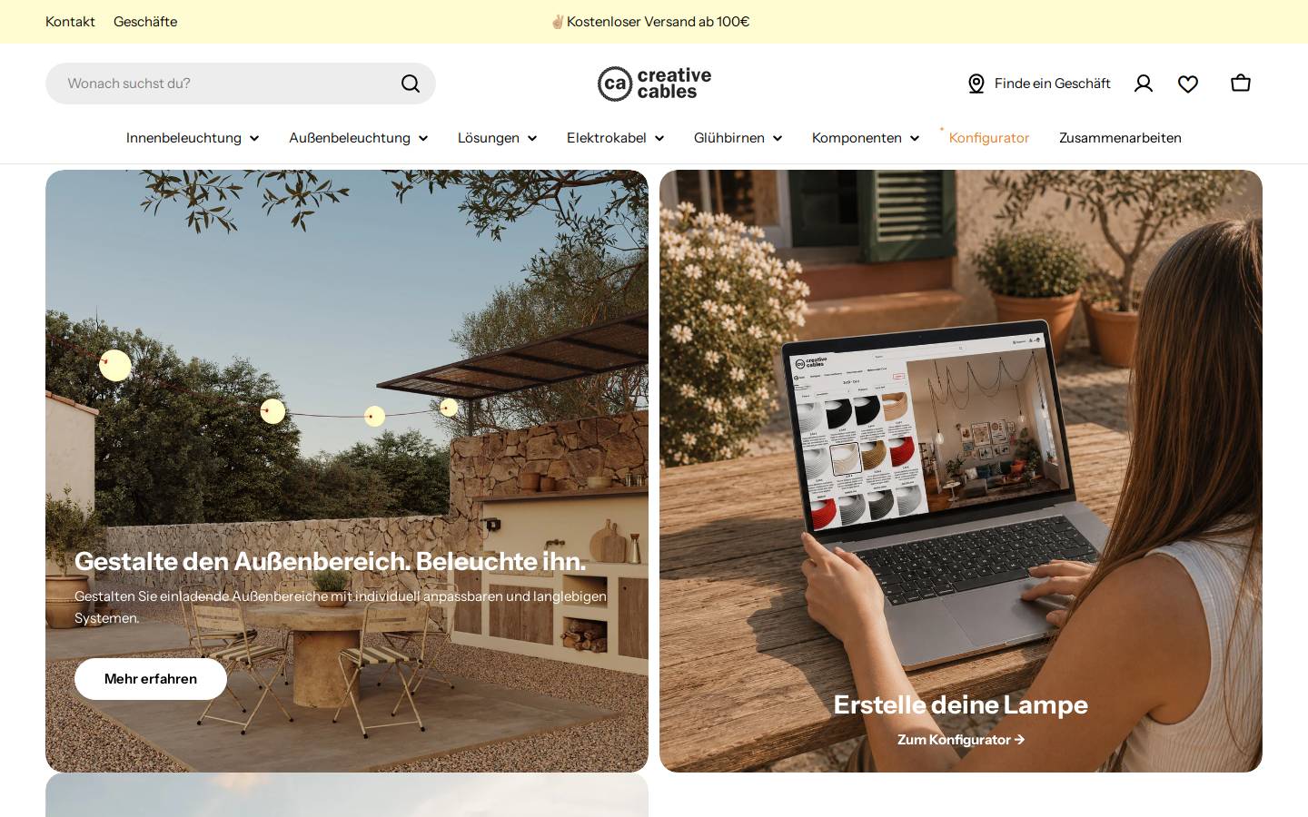 Creative Cables Deutschland homepage screenshot