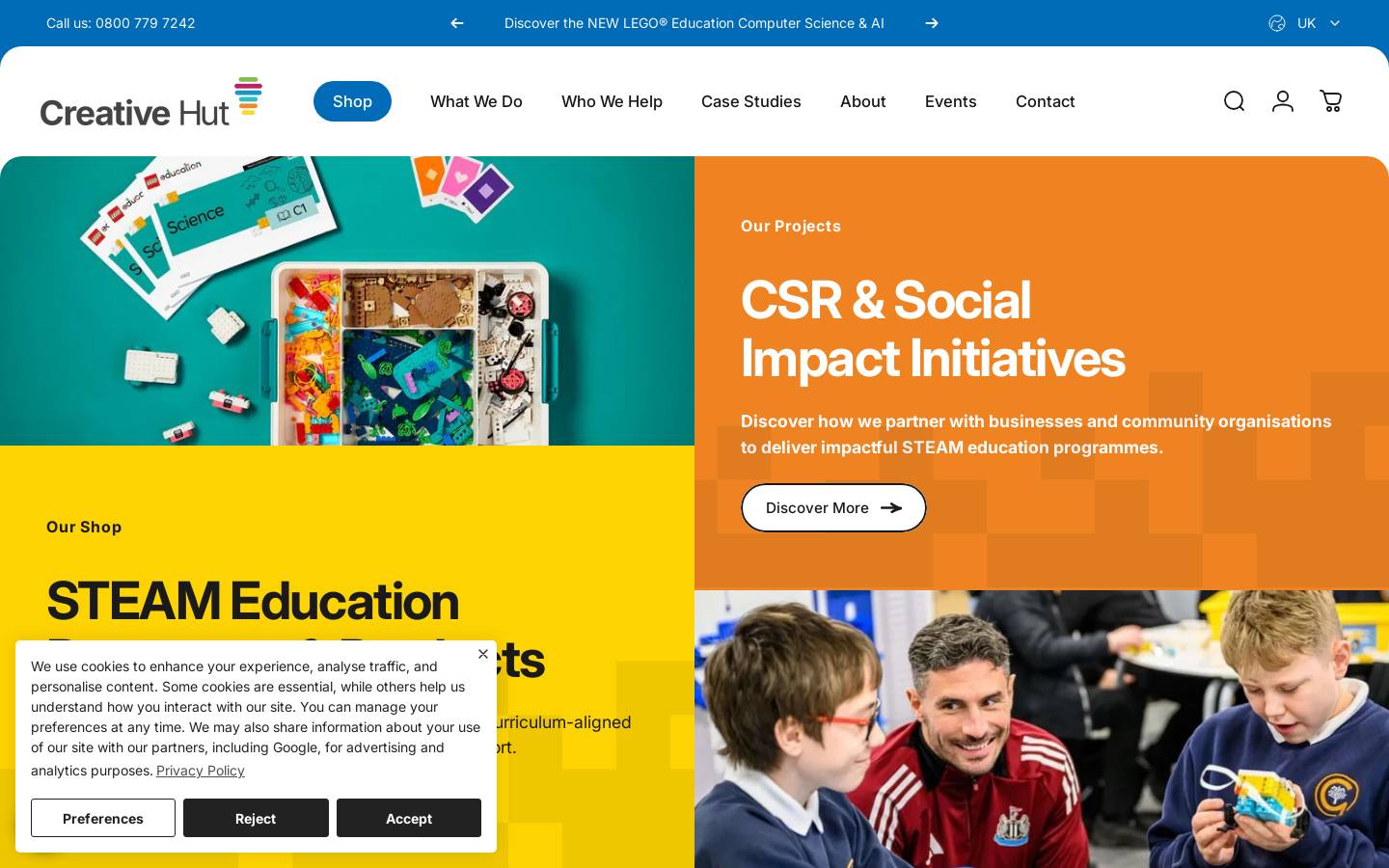 Creative Hut homepage screenshot