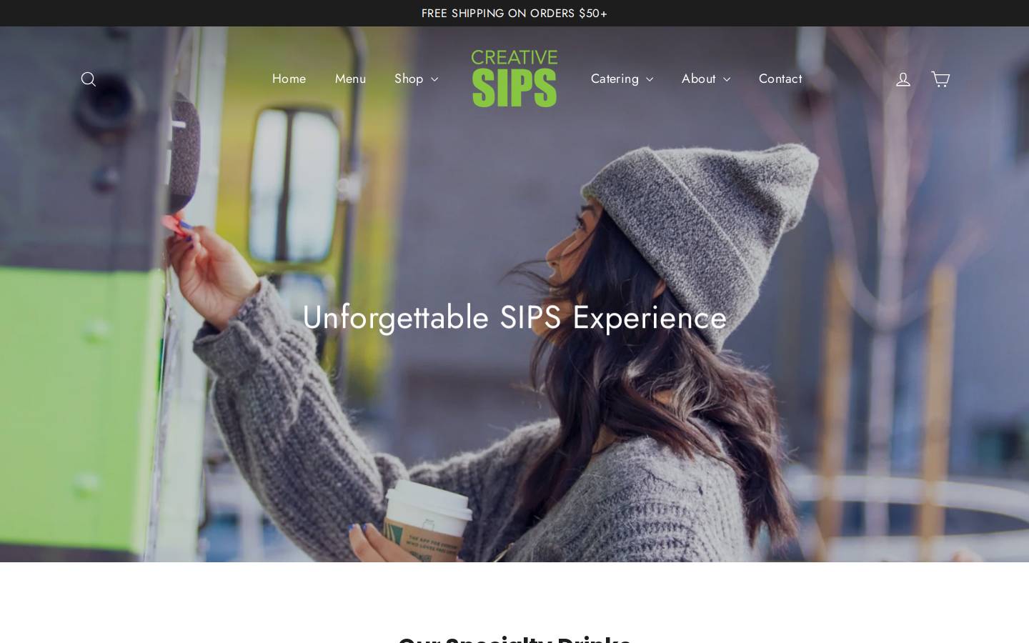 creative-sips.com homepage screenshot