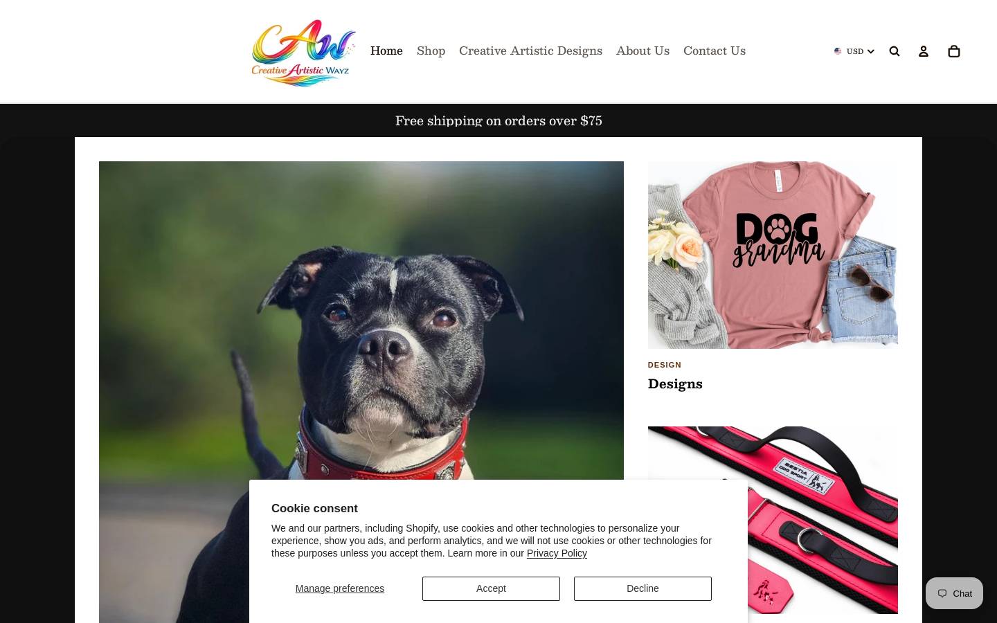 creativeartisticwayz.com homepage screenshot