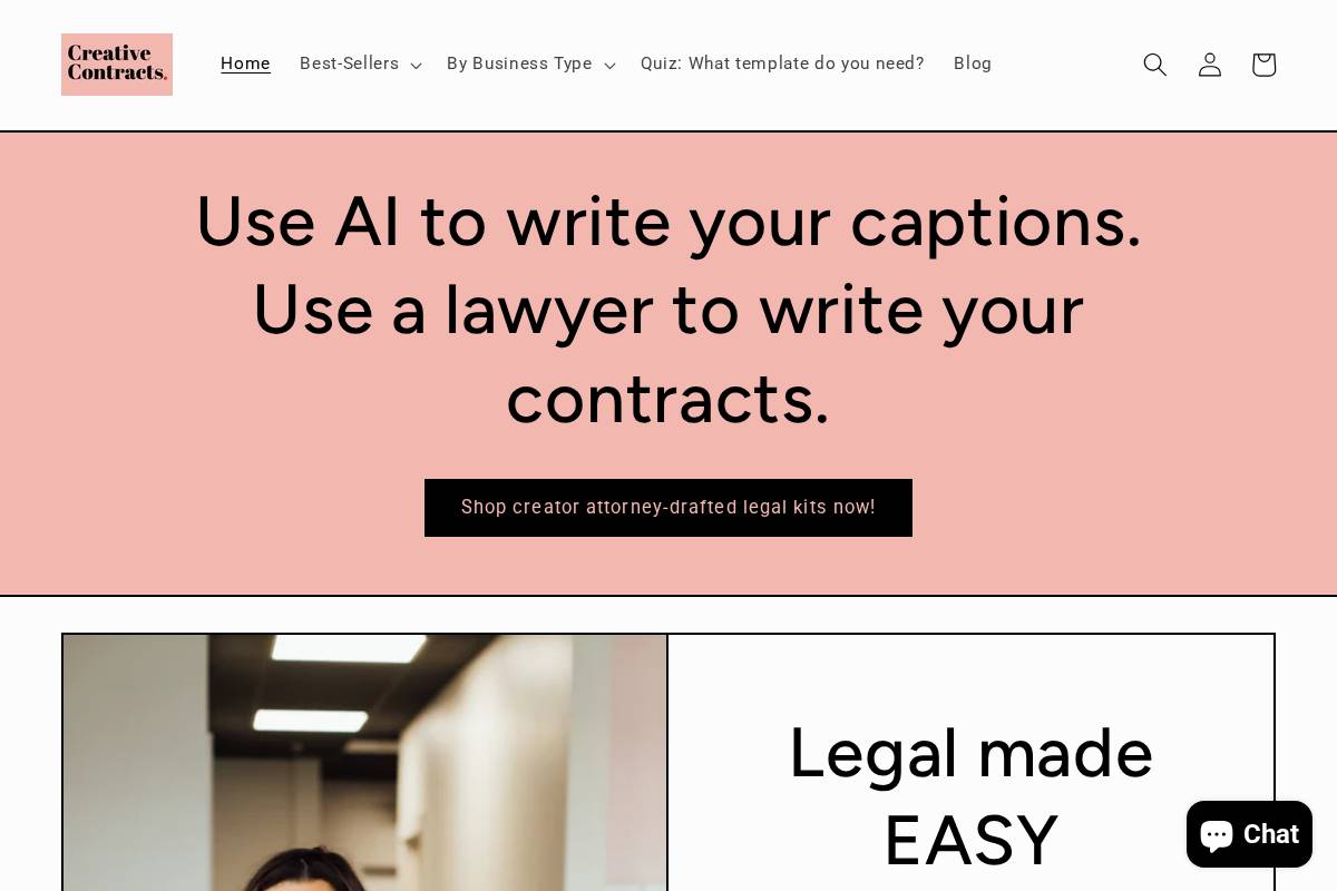 creativecontracts.co homepage screenshot