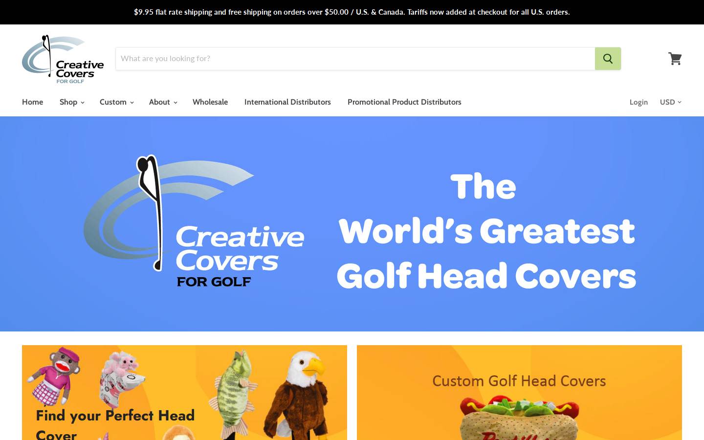 Creativecoversforgolf homepage screenshot