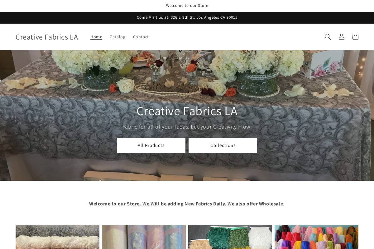 creativefabricsla.com homepage screenshot