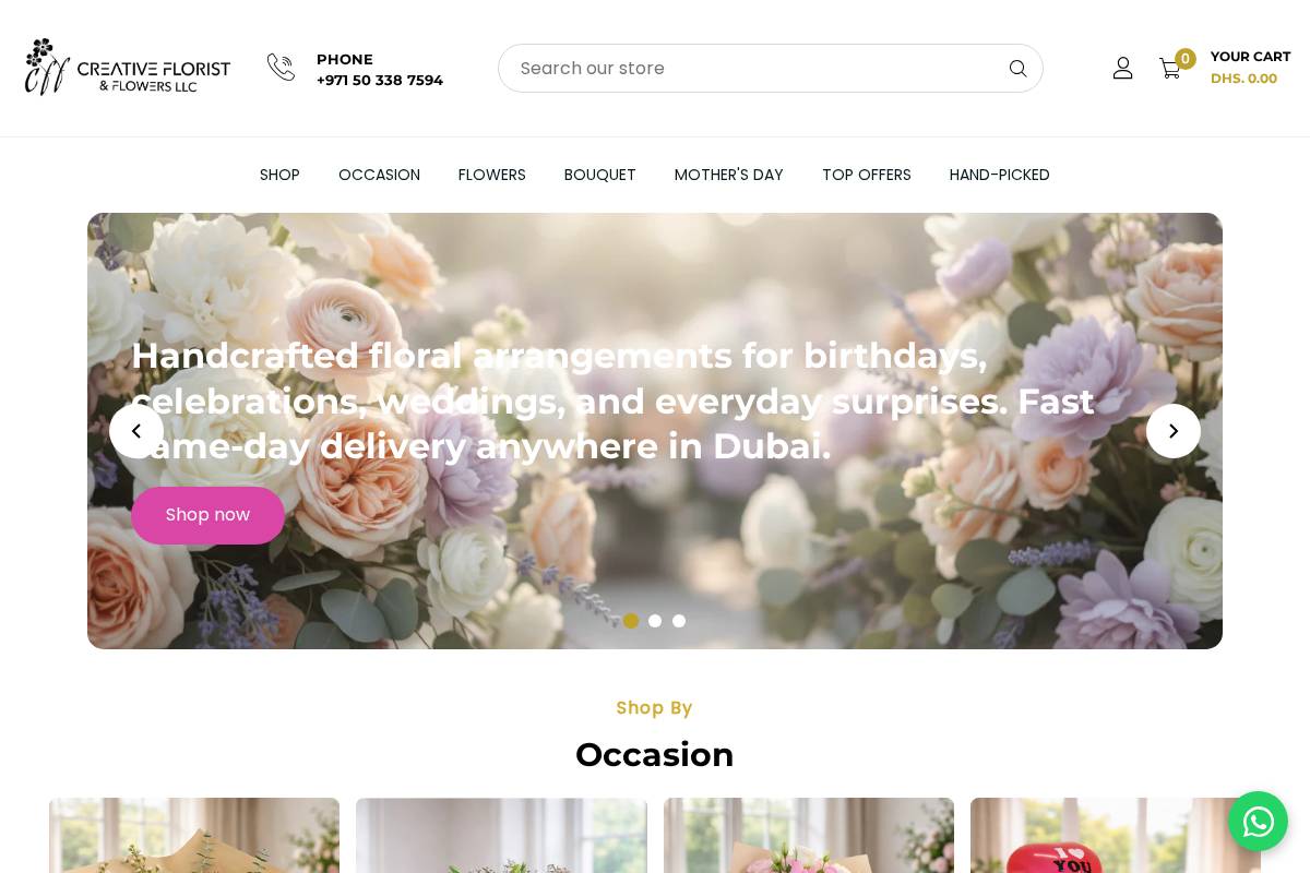 creativefloristdxb.com homepage screenshot