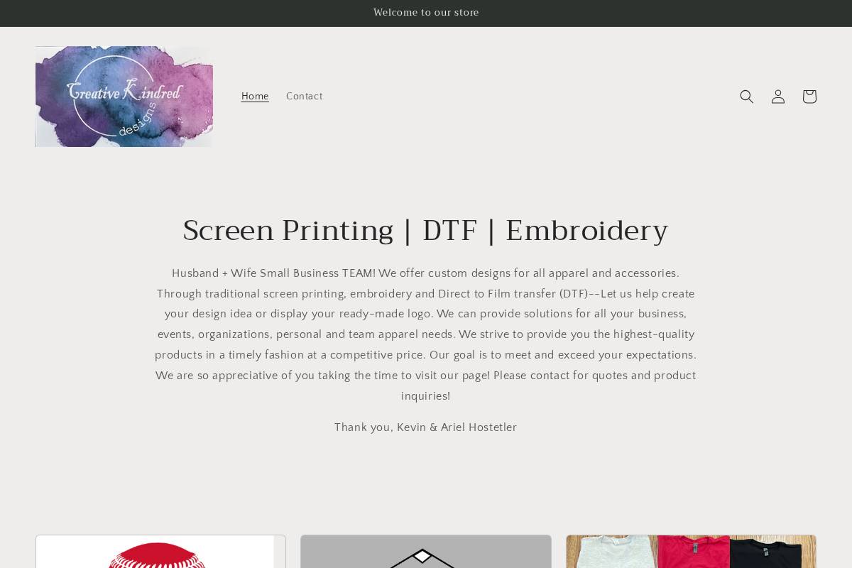 creativekindreddesigns.com homepage screenshot