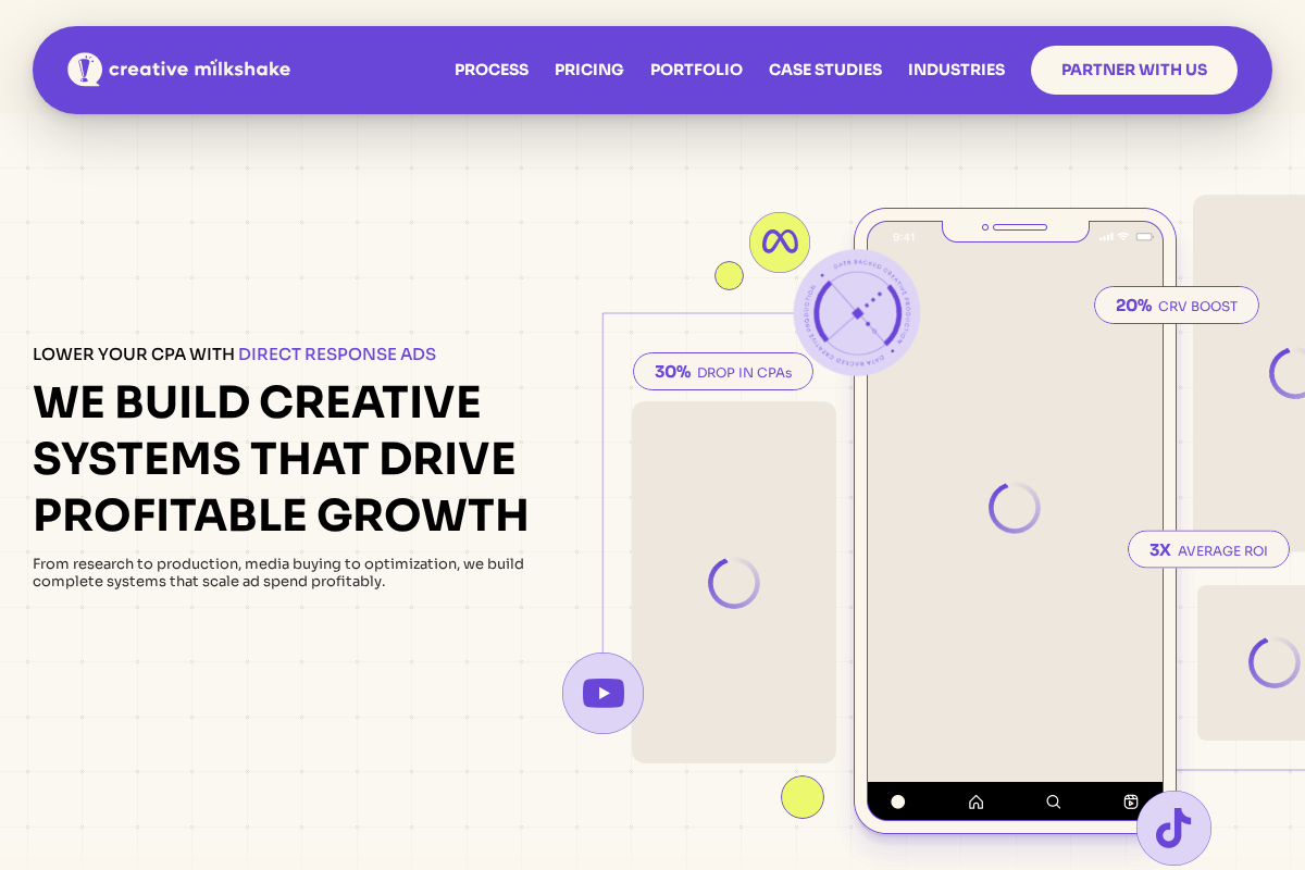 creativemilkshake.com homepage screenshot
