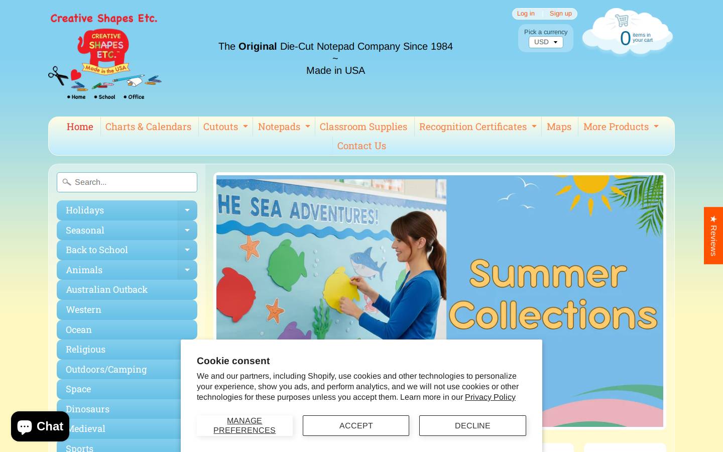 creativeshapesetc.com homepage screenshot