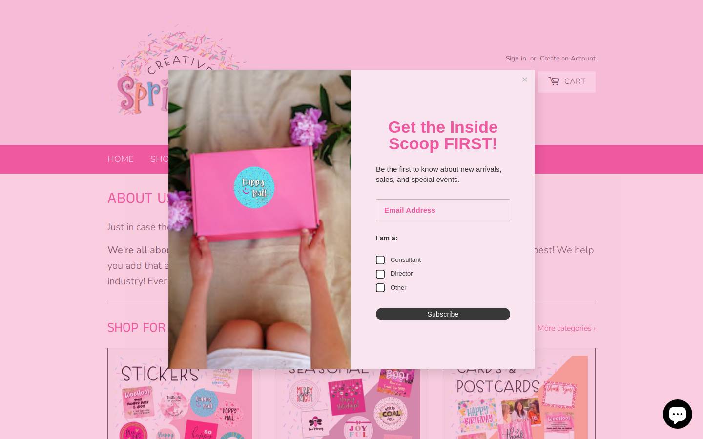 creativesprinkles.com homepage screenshot