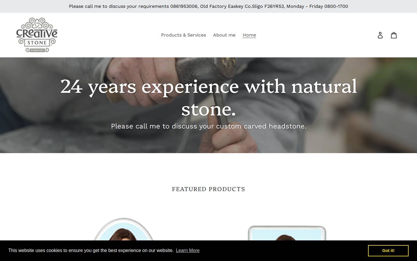 creativestone.ie homepage screenshot