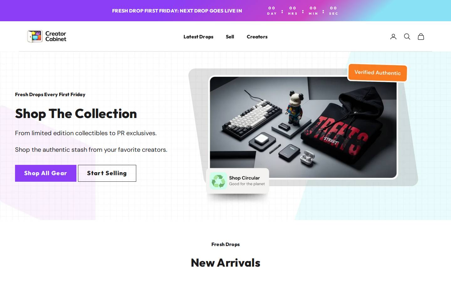 creatorcabinet.com homepage screenshot