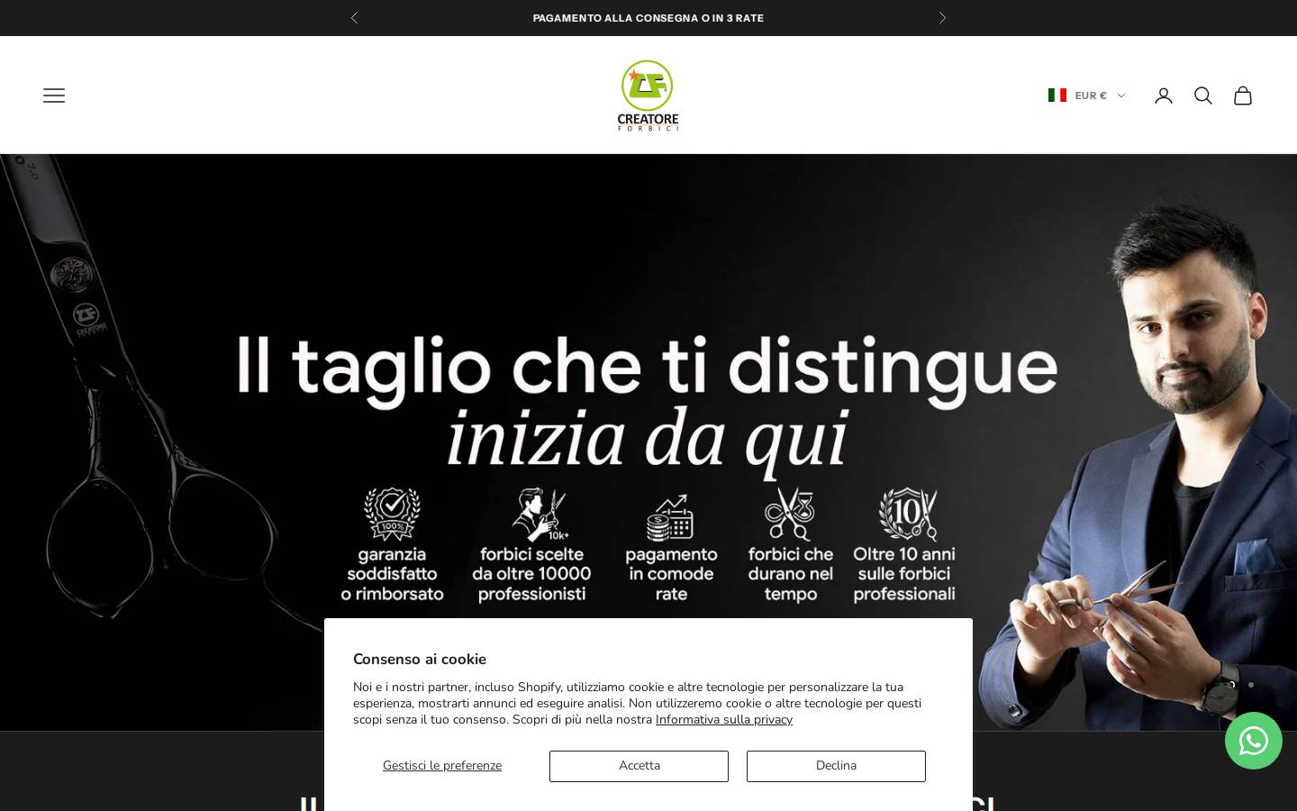 Creatoreforbici homepage screenshot