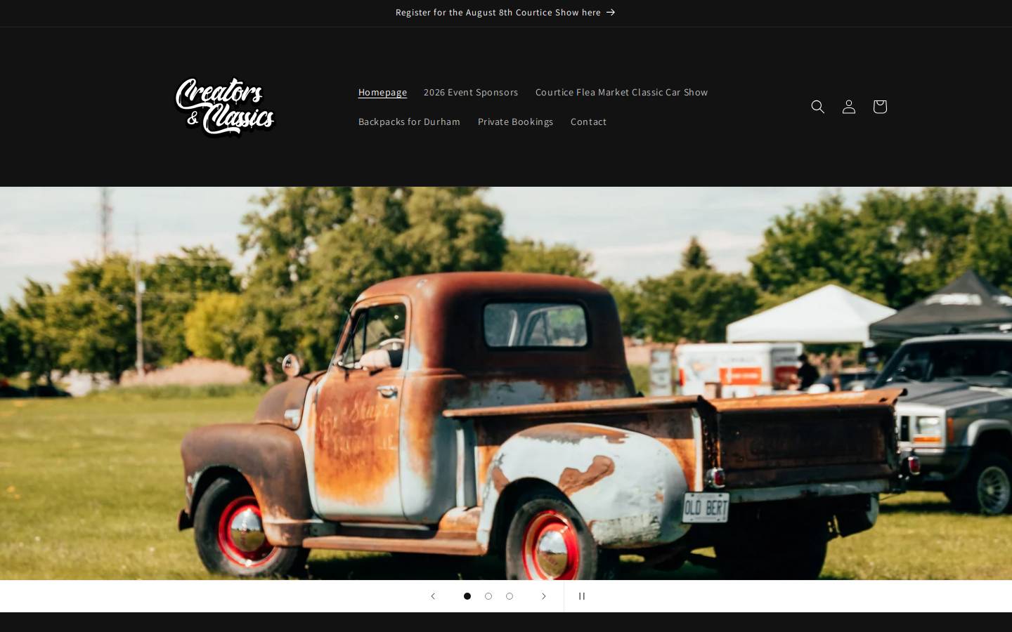 creatorsandclassicsevent.com homepage screenshot