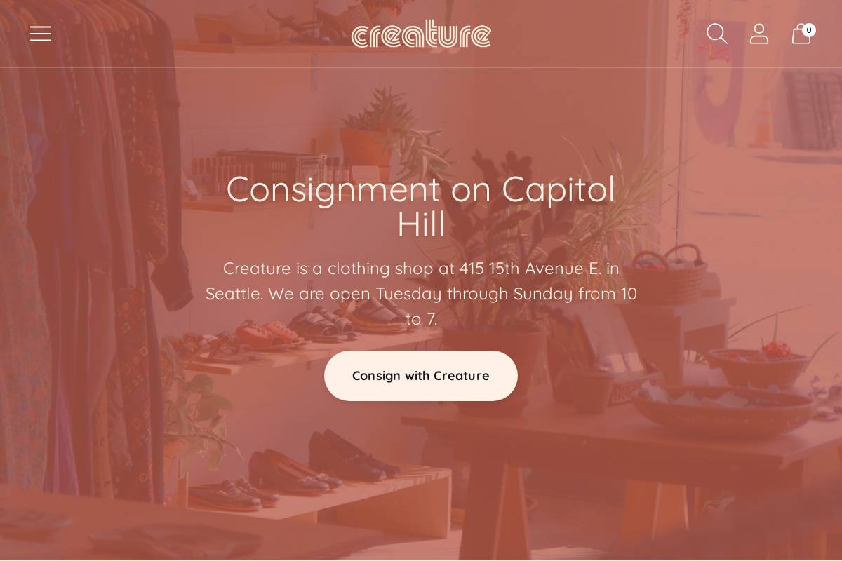 creatureconsign.com homepage screenshot