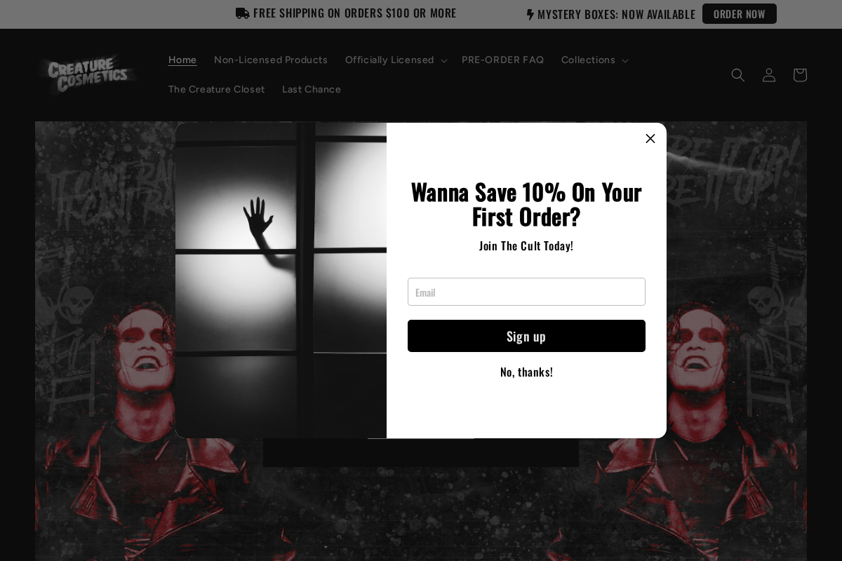 Creature Cosmetics LLC homepage screenshot
