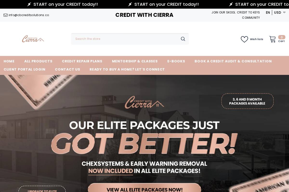 creditwithcierra.com homepage screenshot