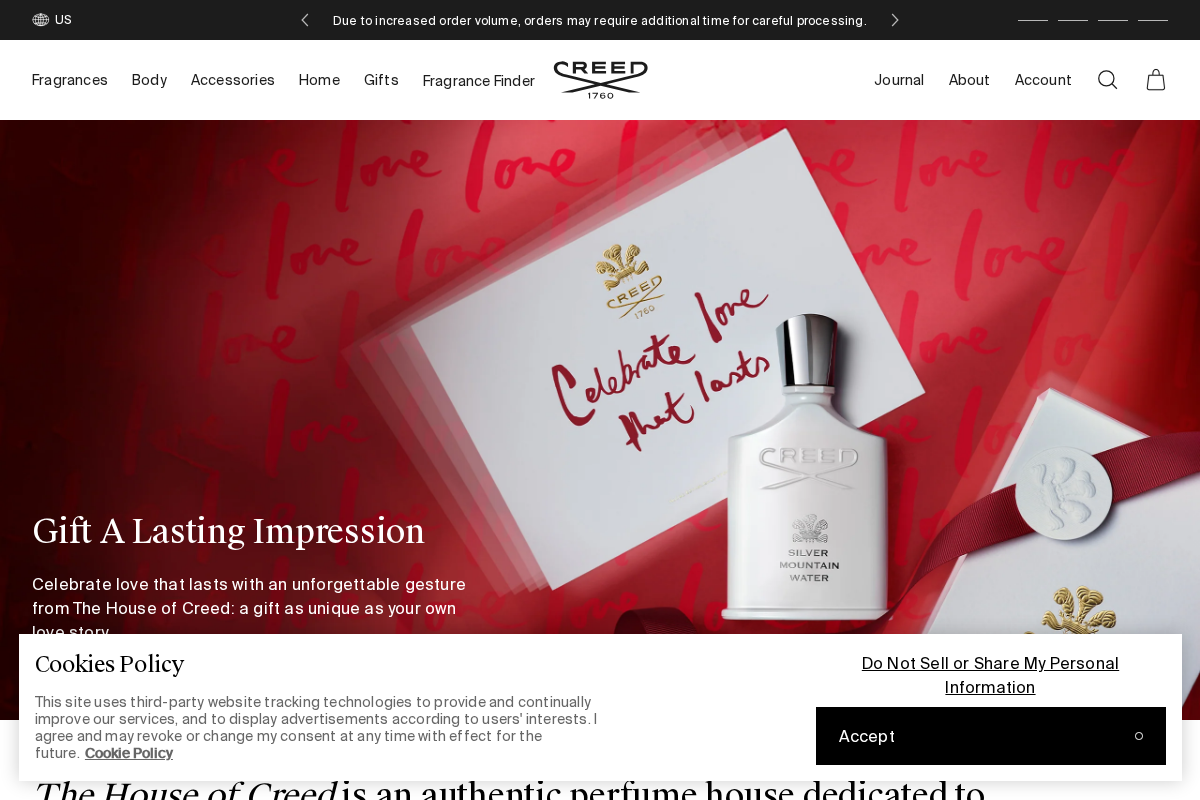 Creed Boutique homepage screenshot